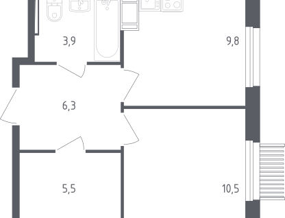 1-комнатная квартира, 36&nbsp;м²