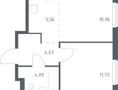 2-комнатная квартира, 37&nbsp;м²