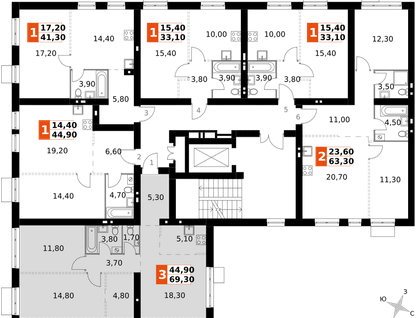 3-к. квартира, 69&nbsp;м²
