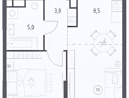 2-к. квартира, 38,1&nbsp;м²