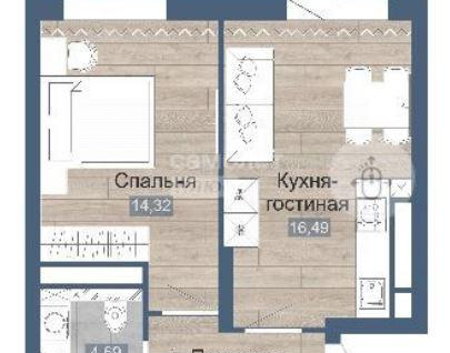 1-к. квартира, 49,3&nbsp;м²
