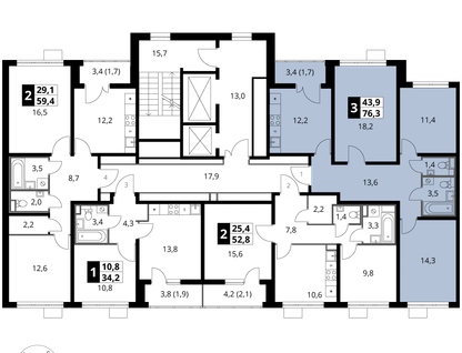3-к. квартира, 76&nbsp;м²