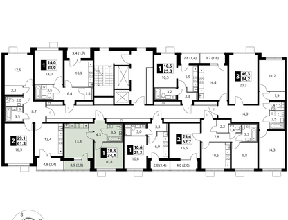 1-к. квартира, 34&nbsp;м²