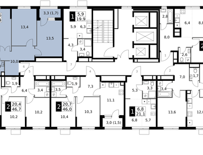 3-к. квартира, 66 м²