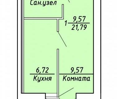 1-к. квартира, 21,7&nbsp;м²
