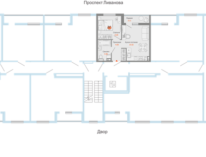 2-к. квартира, 34&nbsp;м²