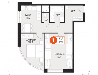 2-к. квартира, 47&nbsp;м²