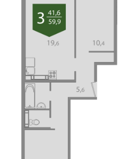 2-к. квартира, 60&nbsp;м²