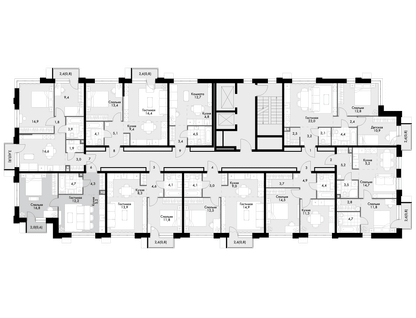2-к. квартира, 43 м²