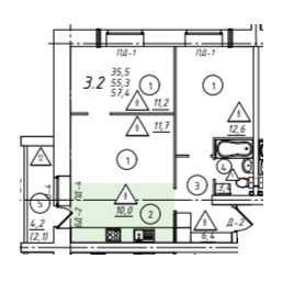 3-к. квартира, 55,3&nbsp;м²