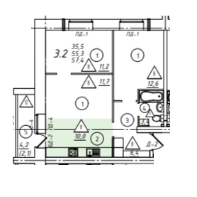 3-к. квартира, 55,3&nbsp;м²