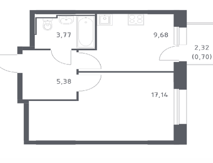 1-к. квартира, 36,7 м²