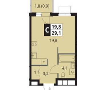 Студия, 30&nbsp;м²