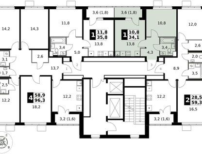 1-к. квартира, 34 м²