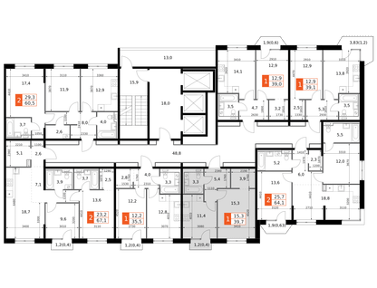 1-к. квартира, 39&nbsp;м²
