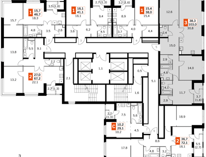 4-к. квартира, 102&nbsp;м²