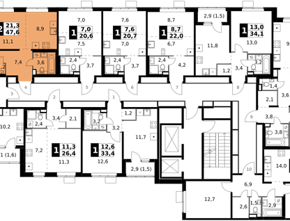 2-к. квартира, 47&nbsp;м²