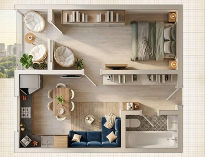 1-к. квартира, 31&nbsp;м²