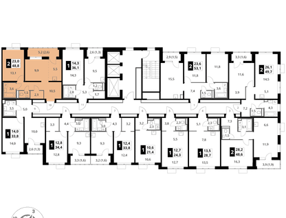 2-к. квартира, 48&nbsp;м²
