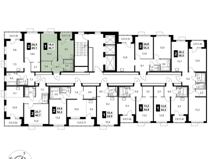 1-к. квартира, 36&nbsp;м²
