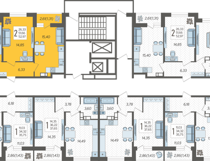 2-к. квартира, 52 м²