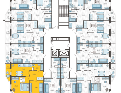 2-к. квартира, 62 м²