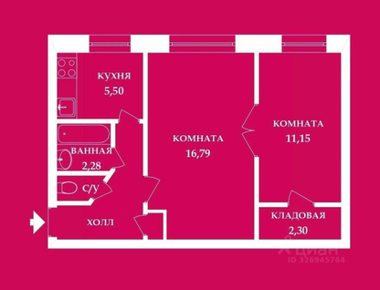 2-к. квартира, 41&nbsp;м²