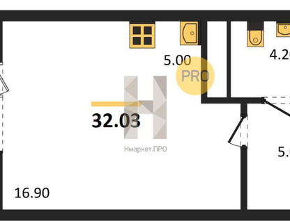 Студия, 32 м²