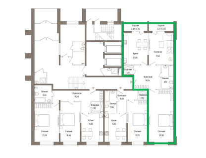 2-к. квартира, 91&nbsp;м²