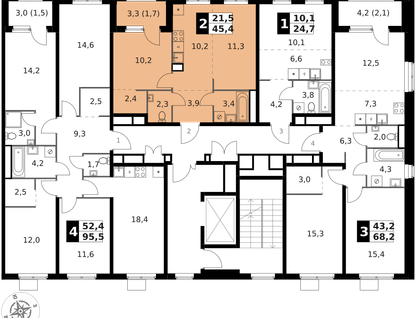 2-к. квартира, 45 м²