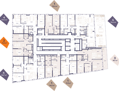 1-к. квартира, 51 м²