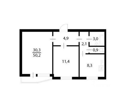 2-к. квартира, 50,4&nbsp;м²