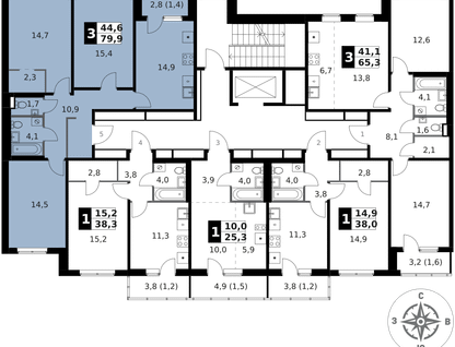 3-к. квартира, 79 м²