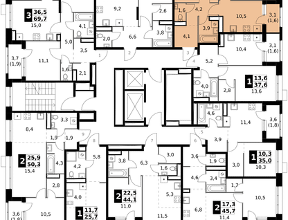 2-к. квартира, 54&nbsp;м²