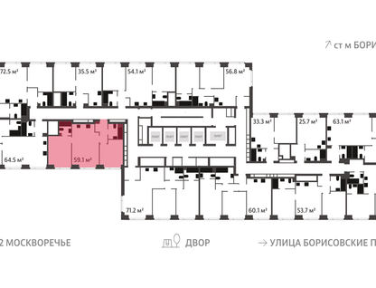2-к. квартира, 59&nbsp;м²
