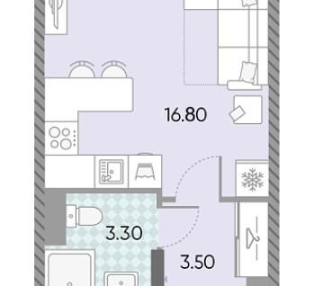 Студия, 23,6&nbsp;м²