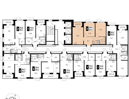 2-к. квартира, 55&nbsp;м²