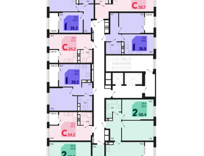 1-к. квартира, 39&nbsp;м²