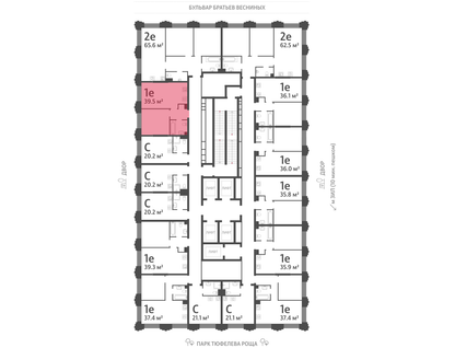 1-к. квартира, 39&nbsp;м²
