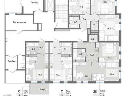2-к. квартира, 29&nbsp;м²