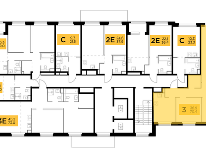 3-комнатная квартира, 70&nbsp;м²