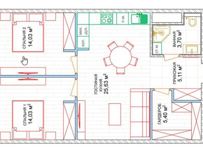 2-к. квартира, 67,9&nbsp;м²