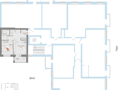 2-к. квартира, 40&nbsp;м²