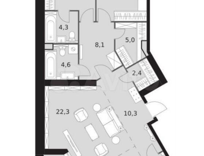 3-к. квартира, 111,2&nbsp;м²