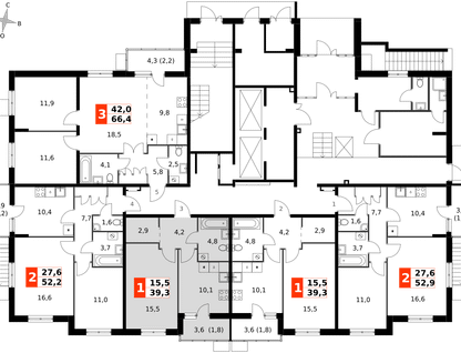 1-к. квартира, 39&nbsp;м²