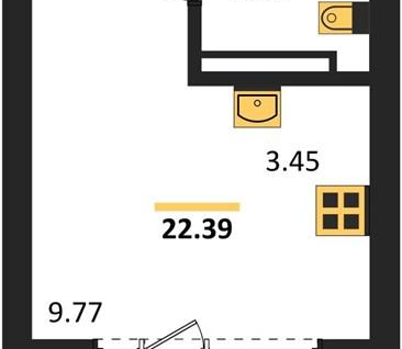 Студия, 22,6&nbsp;м²