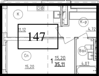 1-к. квартира, 37&nbsp;м²