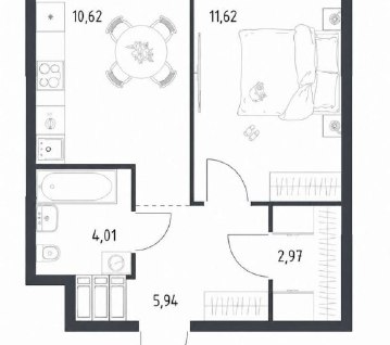 1-к. квартира, 35,3 м²