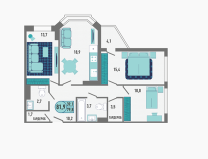 3-к. квартира, 81,9&nbsp;м²