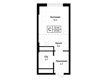 Студия, 27&nbsp;м²